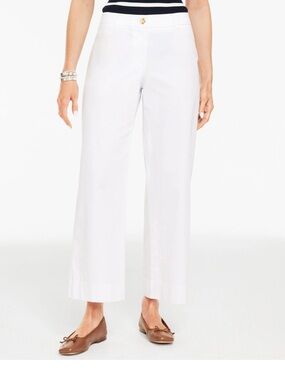 Talbots White Wide-Leg Linen-Blend Pants